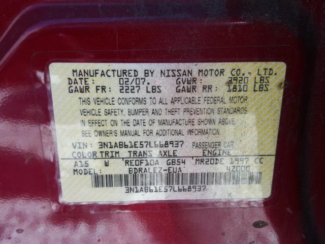 3N1AB61E57L668937 - 2007 NISSAN SENTRA 2.0 RED photo 10