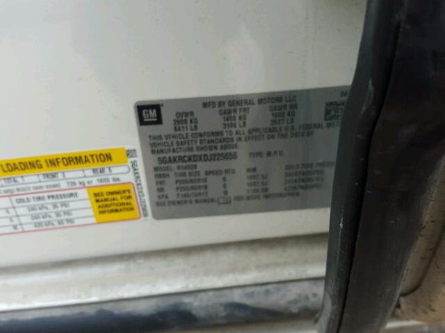 5GAKRCKDXDJ225656 - 2013 BUICK ENCLAVE თეთრი ფოტო 10