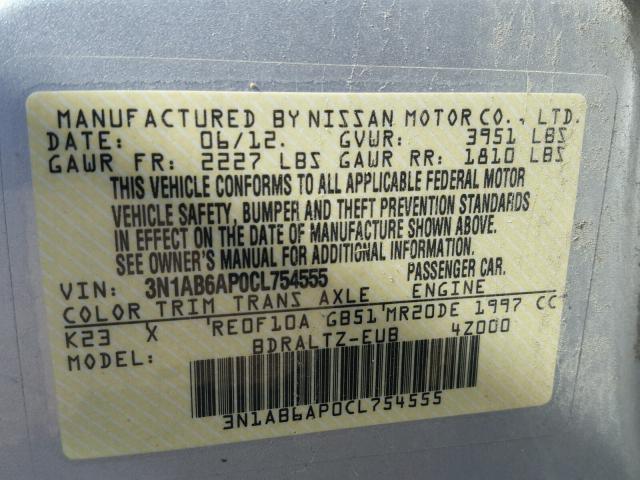 3N1AB6AP0CL754555 - 2012 NISSAN SENTRA 2.0 SILVER photo 10