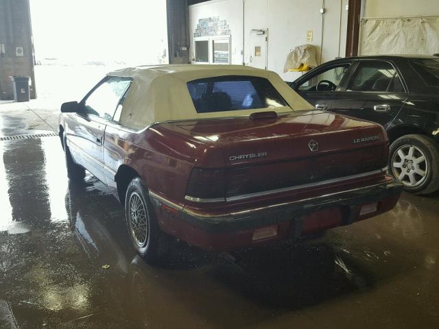 1C3BJ45K4JG349182 - 1988 CHRYSLER LEBARON MAROON photo 3