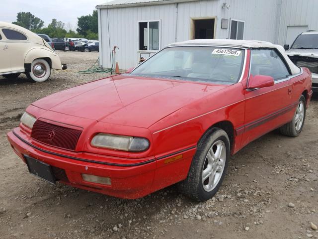 1C3XU4533PF676824 - 1993 CHRYSLER LEBARON RED photo 2