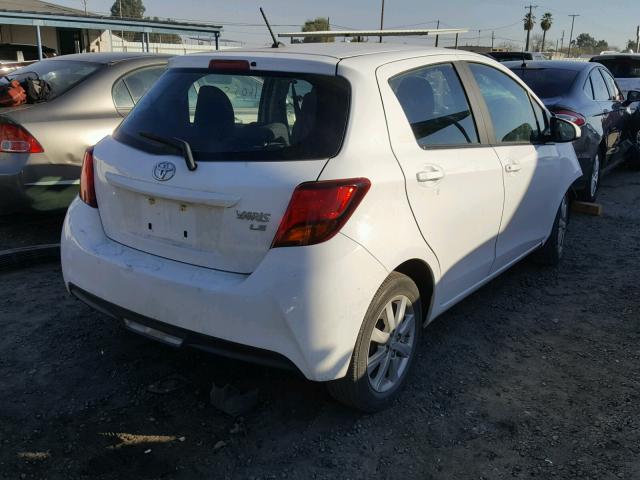 VNKKTUD36FA017343 - 2015 TOYOTA YARIS WHITE photo 4