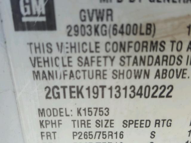 2GTEK19T131340222 - 2003 GMC NEW SIERRA WHITE photo 10