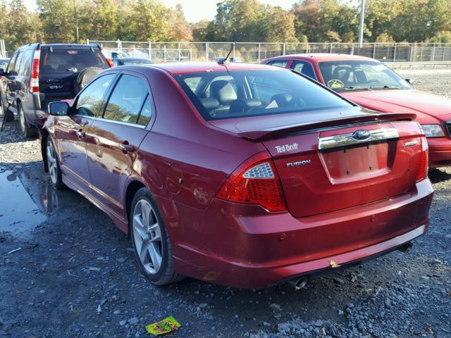 3FAHP0KC5AR182601 - 2010 FORD FUSION SPO RED photo 3