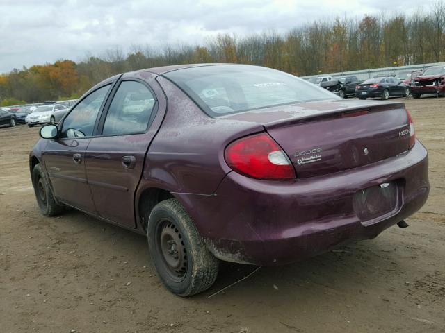 1B3ES46C5YD859678 - 2000 DODGE NEON BASE PURPLE photo 3