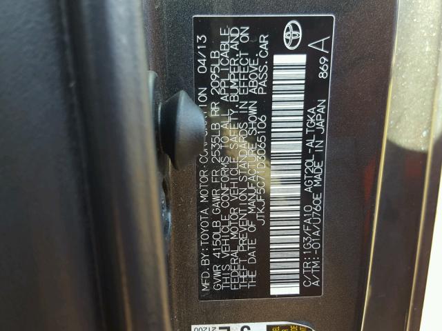 JTKJF5C71D3065106 - 2013 TOYOTA SCION TC 石墨色 照片 10