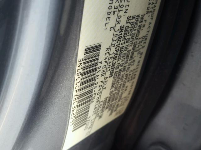 3N1BC1CPXBL362599 - 2011 NISSAN VERSA S GRAY photo 10