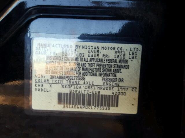 3N1AB6AP0CL775535 - 2012 NISSAN SENTRA 2.0 BLACK photo 10