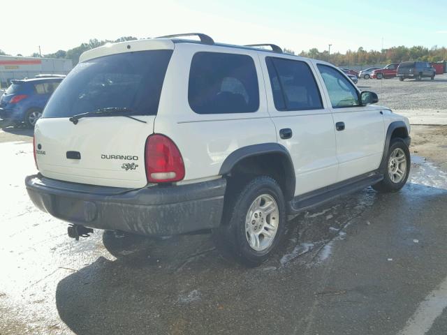 1D4HR38N43F586541 - 2003 DODGE DURANGO SP WHITE photo 4