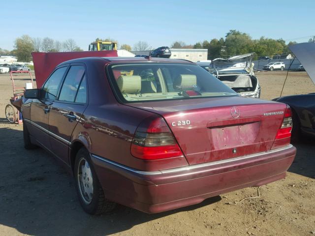 WDBHA24G6YA845829 - 2000 MERCEDES-BENZ C BURGUNDY photo 3