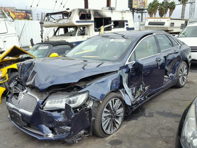 3LN6L5MU4HR634995 - 2017 LINCOLN MKZ HYBRID BLUE photo 2