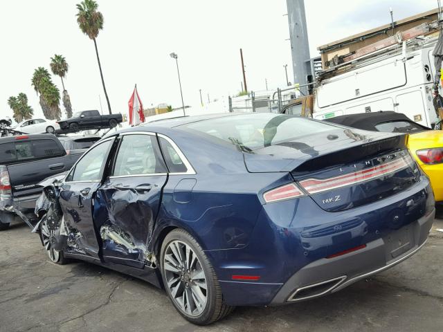 3LN6L5MU4HR634995 - 2017 LINCOLN MKZ HYBRID BLUE photo 3