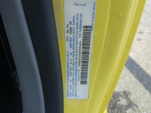 3VWCB21C52M406669 - 2002 VOLKSWAGEN NEW BEETLE Sarı foto 10