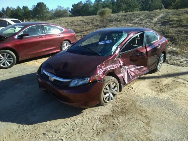 19XFB2E57CE064116 - 2012 HONDA CIVIC LX MAROON photo 2