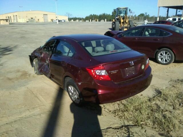 19XFB2E57CE064116 - 2012 HONDA CIVIC LX MAROON photo 3