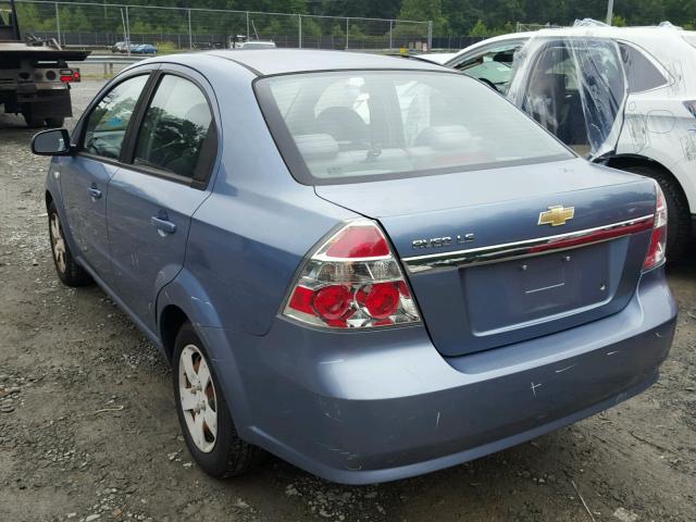 KL1TD56657B042454 - 2007 CHEVROLET AVEO BASE Niebieski zdjęcie 3