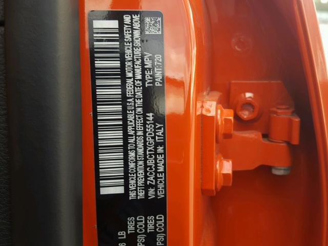 ZACCJBCTXGPD55144 - 2016 JEEP RENEGADE T RED photo 10