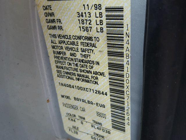 1N4AB41D0XC712644 - 1999 NISSAN SENTRA BEIGE photo 10