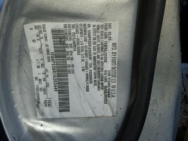 1FAFP53U55A202146 - 2005 FORD TAURUS SE SILVER photo 10