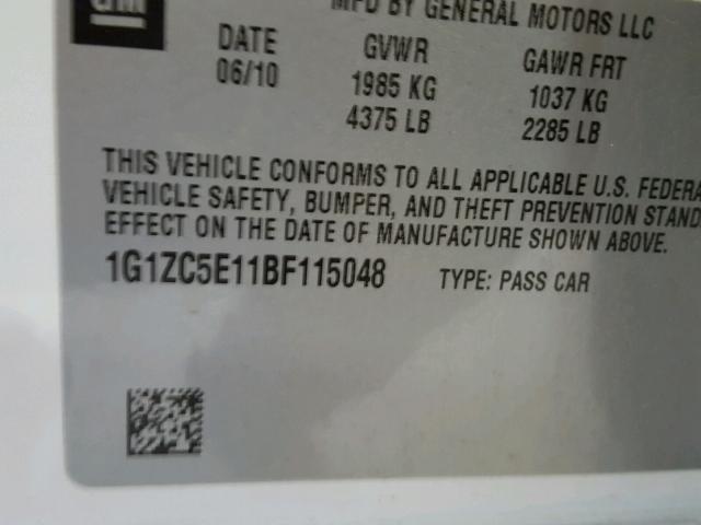 1G1ZC5E11BF115048 - 2011 CHEVROLET MALIBU 1LT WHITE photo 10