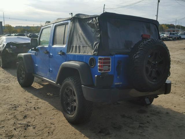 1C4BJWDGXEL309657 - 2014 JEEP WRANGLER U BLUE photo 3