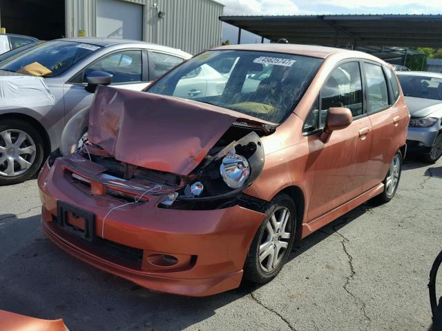 JHMGD37607S028134 - 2007 HONDA FIT S ORANGE photo 2