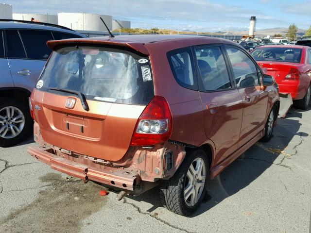 JHMGD37607S028134 - 2007 HONDA FIT S ORANGE photo 4