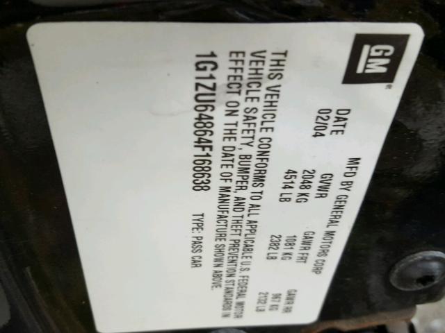 1G1ZU64864F168638 - 2004 CHEVROLET MALIBU MAX 黑色 照片 10