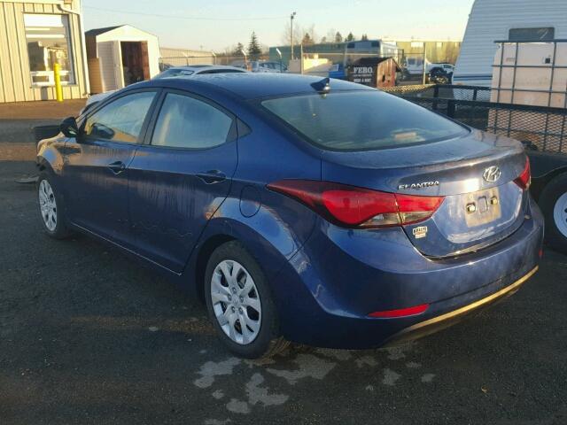 5NPDH4AE7FH643114 - 2015 HYUNDAI ELANTRA SE BLUE photo 3