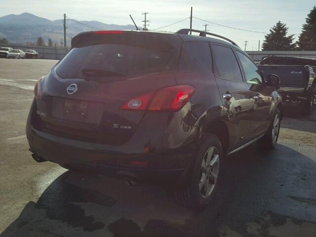 JN8AZ18W89W202494 - 2009 NISSAN MURANO S BLACK photo 4