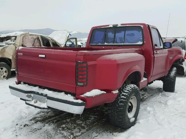 1FTEF14N2NKB30793 - 1992 FORD F150 RED photo 4