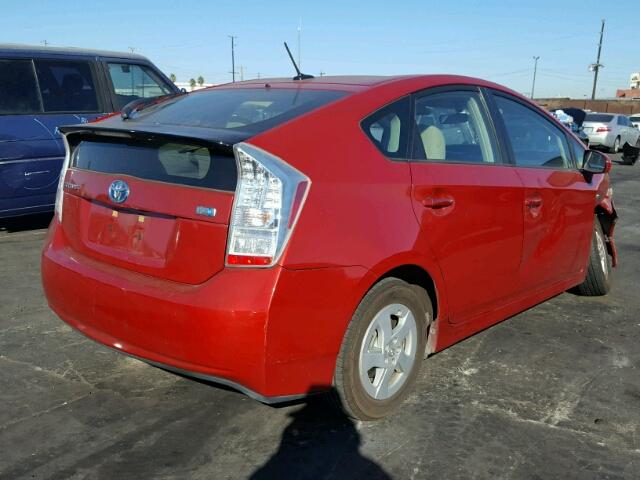 JTDKN3DU2A1270013 - 2010 TOYOTA PRIUS RED photo 4