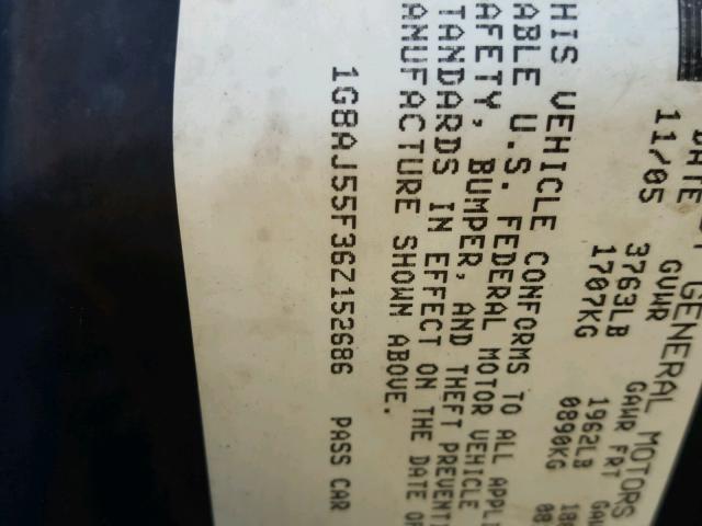 1G8AJ55F36Z152686 - 2006 SATURN ION LEVEL GRAY photo 10