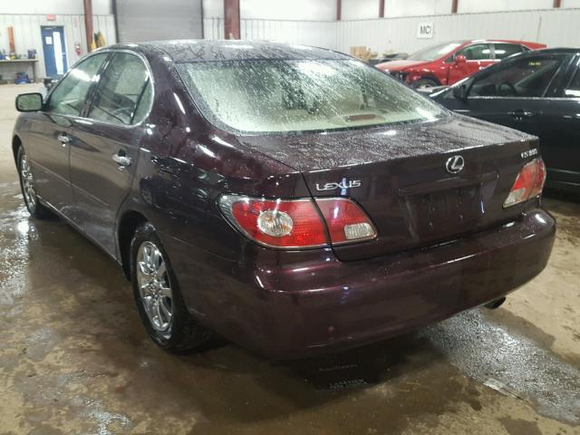 JTHBA30G340019280 - 2004 LEXUS ES 330 BURGUNDY photo 3