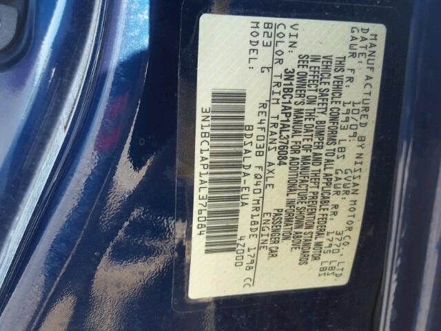 3N1BC1AP1AL376084 - 2010 NISSAN VERSA S BLUE photo 10