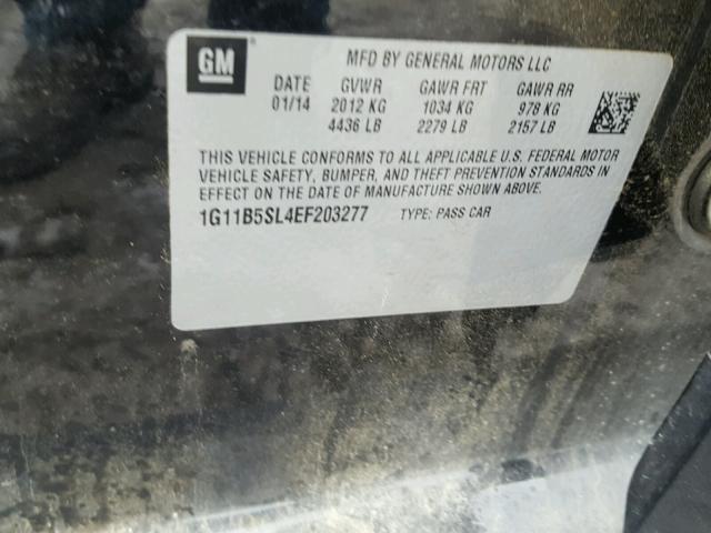 1G11B5SL4EF203277 - 2014 CHEVROLET MALIBU LS შავი ფოტო 10