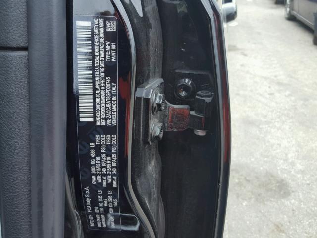 ZACCJBAT8GPD26745 - 2016 JEEP RENEGADE S შავი ფოტო 10