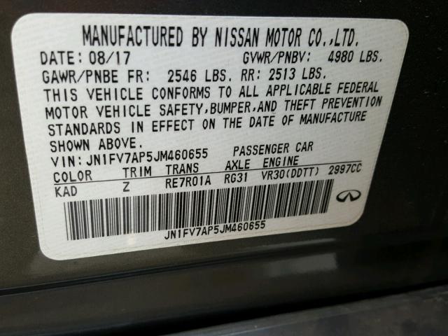 JN1FV7AP5JM460655 - 2018 INFINITI Q50 RED SP GRAY photo 10