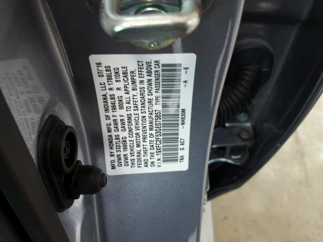 19XFC2F53GE075857 - 2016 HONDA CIVIC LX SILVER photo 10