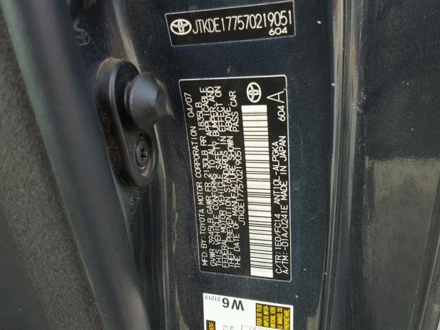 JTKDE177570219051 - 2007 TOYOTA SCION TC ნაცრისფერი ფოტო 10