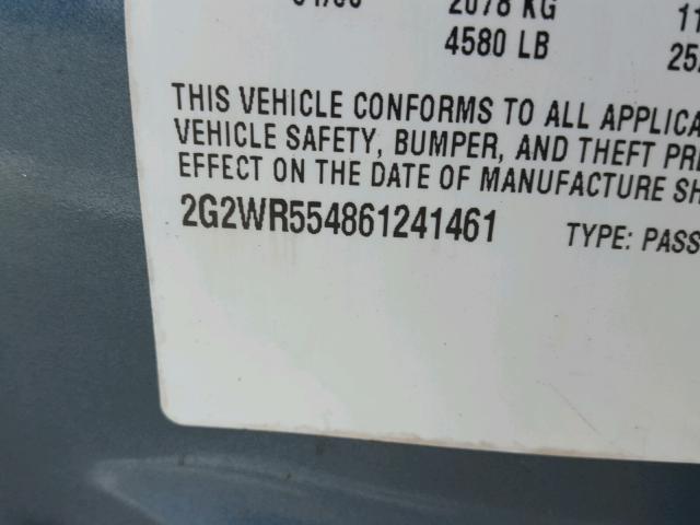 2G2WR554861241461 - 2006 PONTIAC GRAND PRIX GRAY photo 10