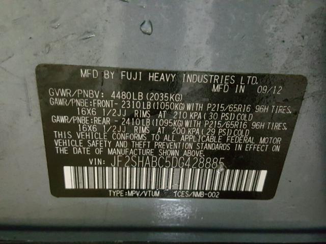 JF2SHABC5DG428885 - 2013 SUBARU FORESTER 2 BLUE photo 10