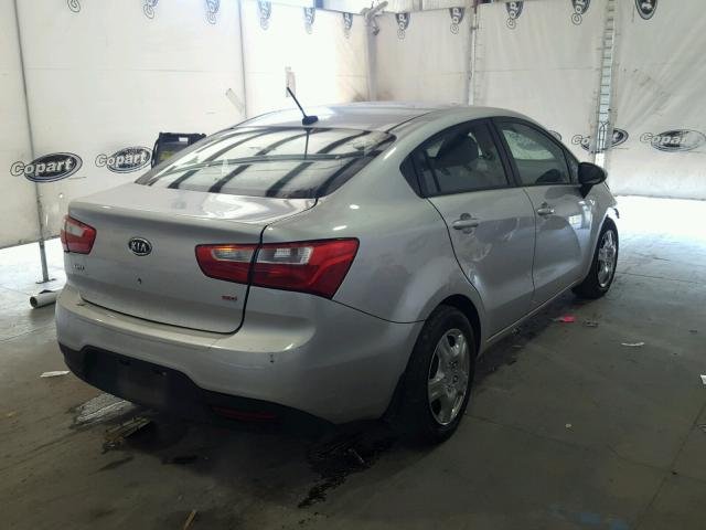 KNADM4A33D6128593 - 2013 KIA RIO LX SILVER photo 4