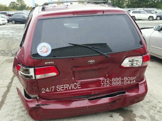 4T3ZF13C93U511319 - 2003 TOYOTA SIENNA BURGUNDY photo 9