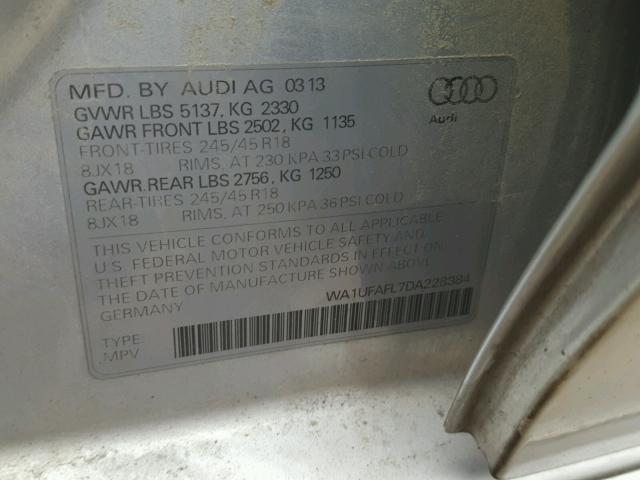 WA1UFAFL7DA228384 - 2013 AUDI A4 ALLROAD SILVER photo 10