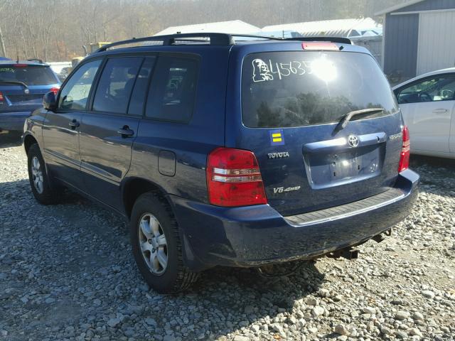 JTEHF21A010028589 - 2001 TOYOTA HIGHLANDER BLUE photo 3