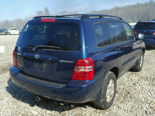 JTEHF21A010028589 - 2001 TOYOTA HIGHLANDER BLUE photo 4