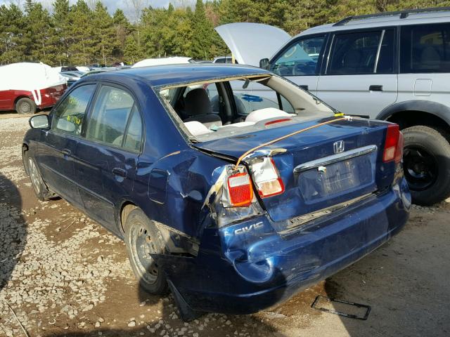 1HGES26742L057109 - 2002 HONDA CIVIC BLUE photo 3