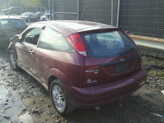 1FAFP31N76W156937 - 2006 FORD FOCUS ZX3 BURGUNDY photo 3