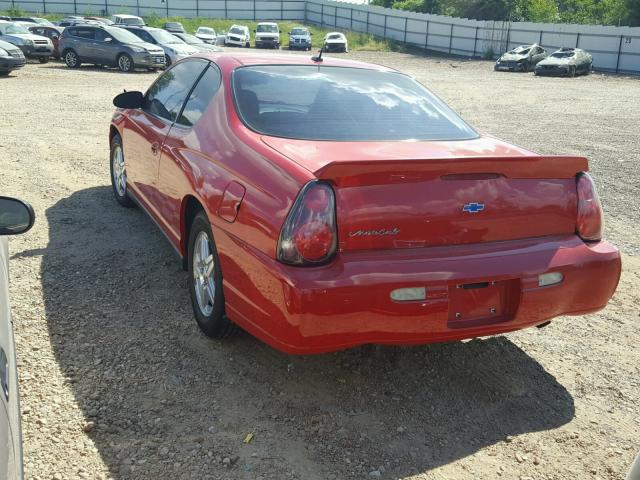 2G1WW12E459197526 - 2005 CHEVROLET MONTE CARL წითელი ფოტო 3